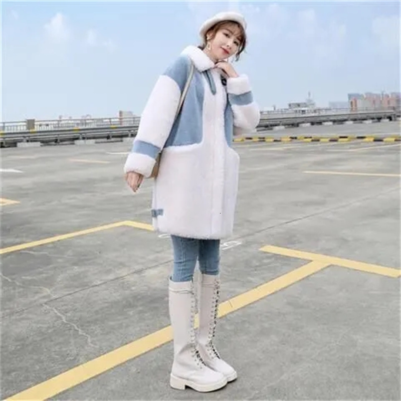 Women's Wool Blends Pregnant Women Winter Lamb Fleece Coat Mid length Coat Autumn/Winter Lamb Fleece Fashion Plus Fleece Thickened Windbreaker 23