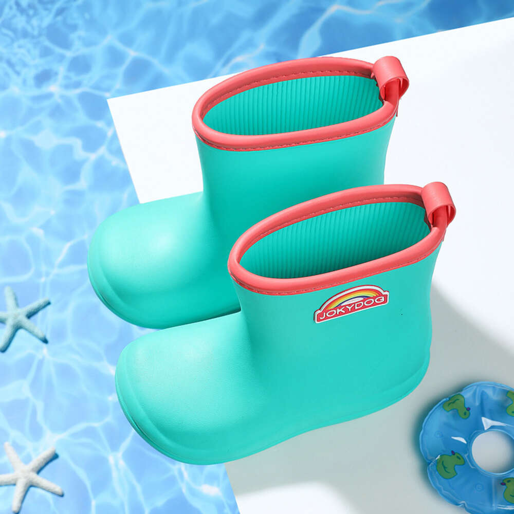 Children Baby Water Shoes Rain Boots Cartoon Proof And Non Slip Middle School Kids Boys And Girls Cute Rainbow