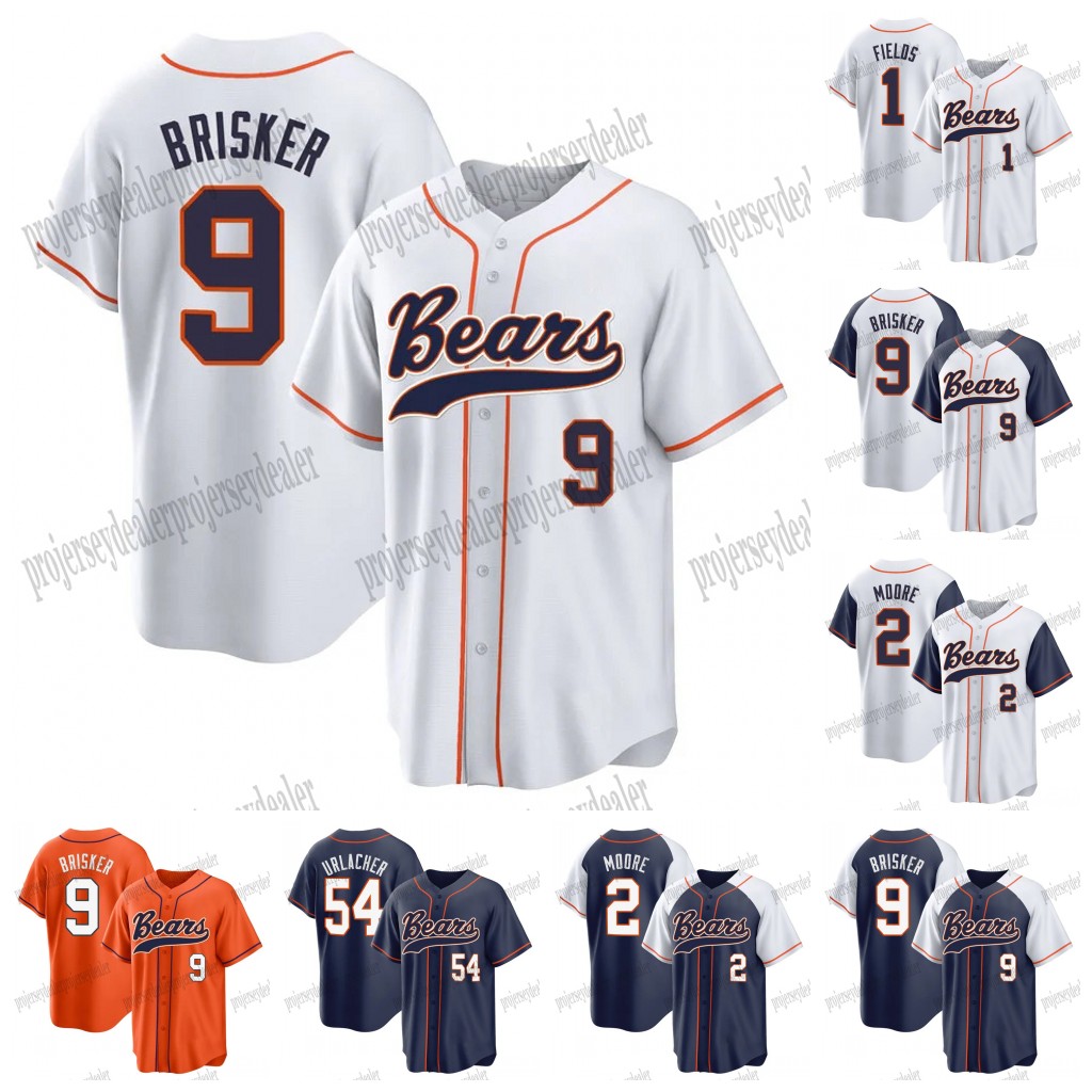 Bears 2023-24 Baseball Jerseys Chicago Justin Fields DJ Moore Jaquan Brisker Chase Claypool Darnell Wright Mooney Cole Kmet Tremaine Edmunds Jackson Payton Tonyan