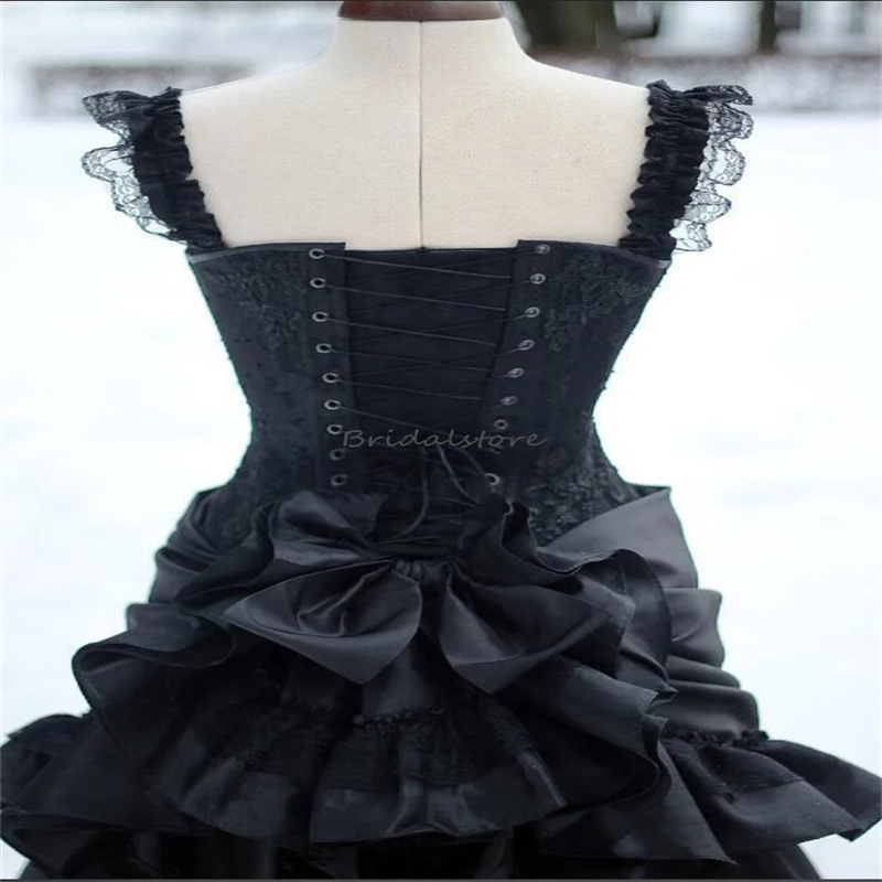 Black Renaissance Victorian Gothic Wedding Dress 2023 With Jacket Corset Vintage Aesthetic Medieval Bridal Dress Vampire Bride Robe De Mariee Vestidos