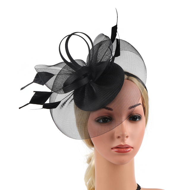 Women's Fascinator Hat With Feather Mesh Kentucky Hat Feather Fascinator Tea Party Hats for Cocktail Wedding