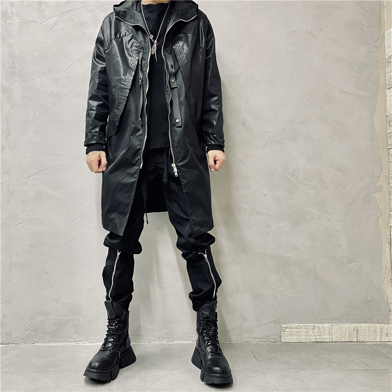 Men s Trench Coats Owen Seak Men Parker Jackets Gothic Style Clothing Autumn Winter Dust Windbreaker Black Size XL 230915