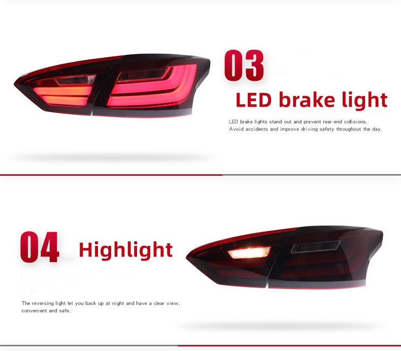 Car Styling Taillight For Ford Focus Sedan 2012-2014 Modified LED Light Guide Running Lights Brake Turn Signal Lights