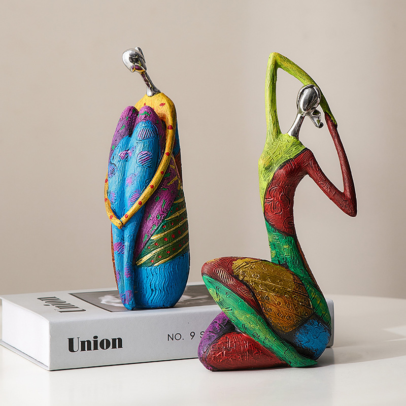 Banner Flags Ins Abstract Art Woman Sculpture Figurines For Interior Resin Statue Color Modern Home Decoration Home Decorative Figures Gifts 230914