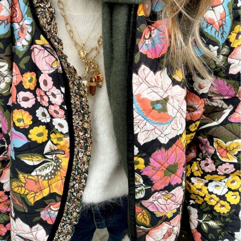Womens Jackets Fall Winter Lady Elegant Outwear Coats Vintage Flower Printed Loose Coat for Women Thick Warm Long Sleeve Cotton Jacket 230915