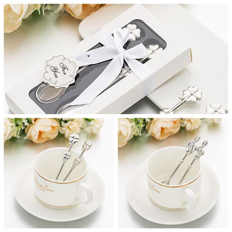 100 Pieces lot50Boxes Unique Bridal shower favors of Sier Music Note Spoon Wedding gifts For Love coffee Party gift2587