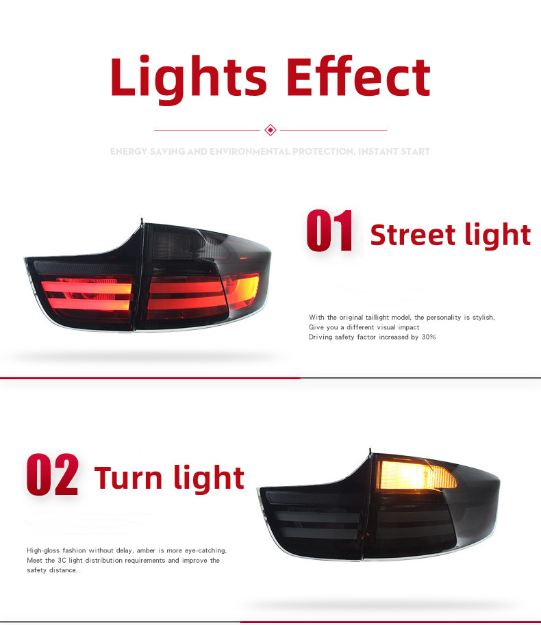 Car Modified Taillights for BMW X6 2008-2014 Taillight Assembly E71 Highlight Brake Light Street Light Turn Signal Reverse Lamp
