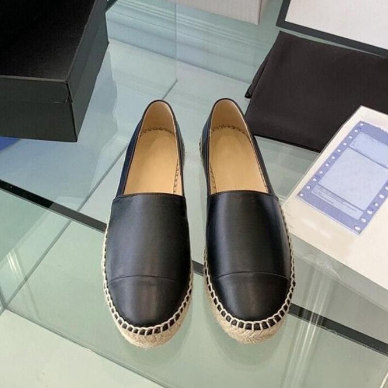 Luxury Women Espadrilles Shoes Genuine Leather Luxe Cap Loafers Canvas Toe Quilting Pure Hand Sewing Fashion Casual Top Quilty Women Designer Flats Shoe Size 34-42