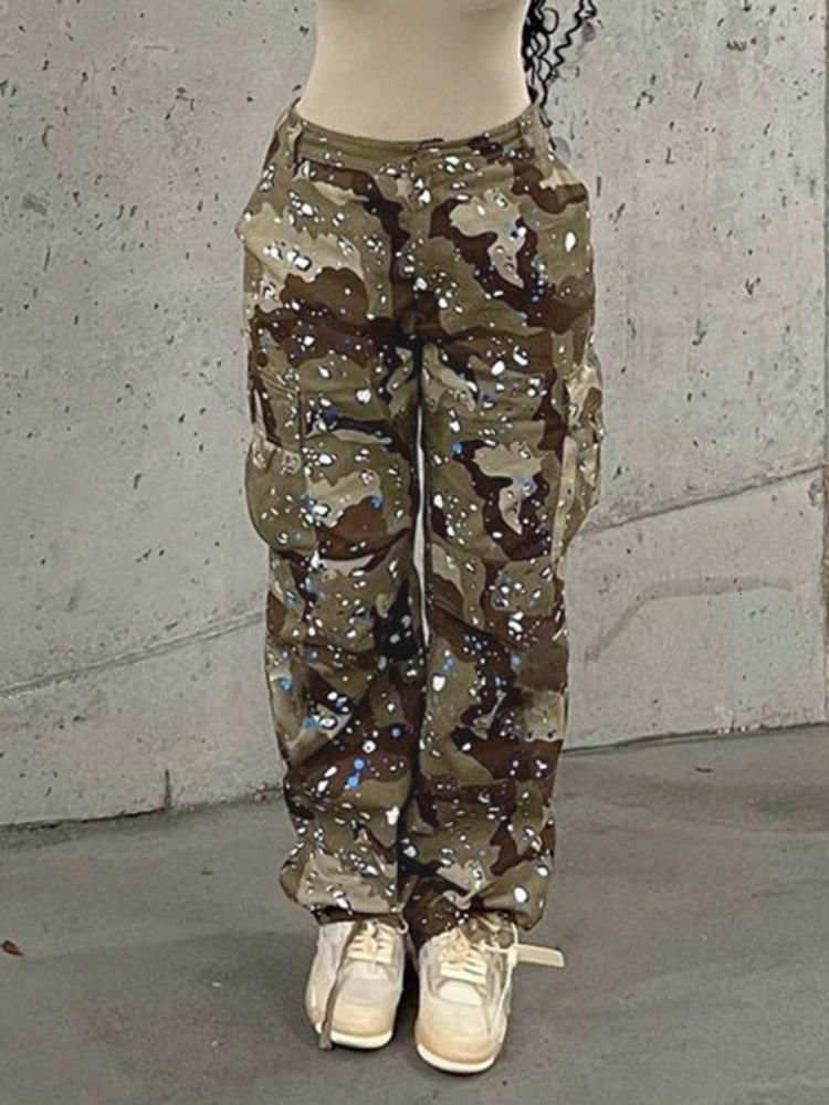 Women's Pants s 2023 Fashion Streetwear Camouflage full Loose Casual Straight HIP POP Y2k Sexy Pockets pants For Women 230914