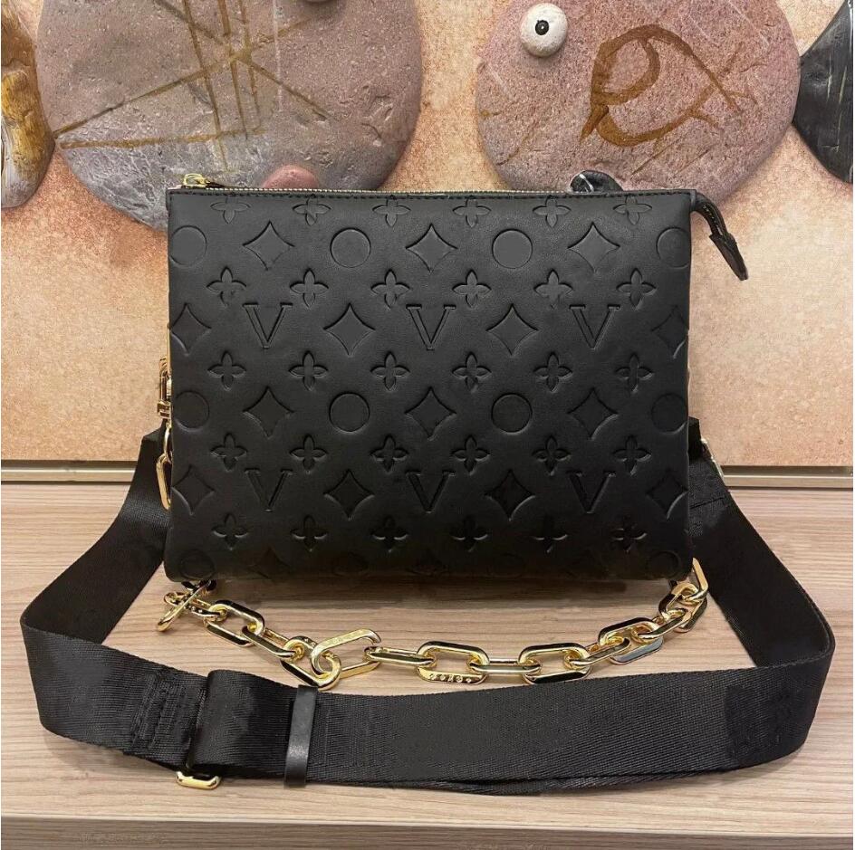 10A Designer bag Womens Coussin MM Shoulder Bags Crossbody Bag Chain bags Genuine Leather Handbag Purse pouch Wide straps embossing letters Removable straps PM 26cm
