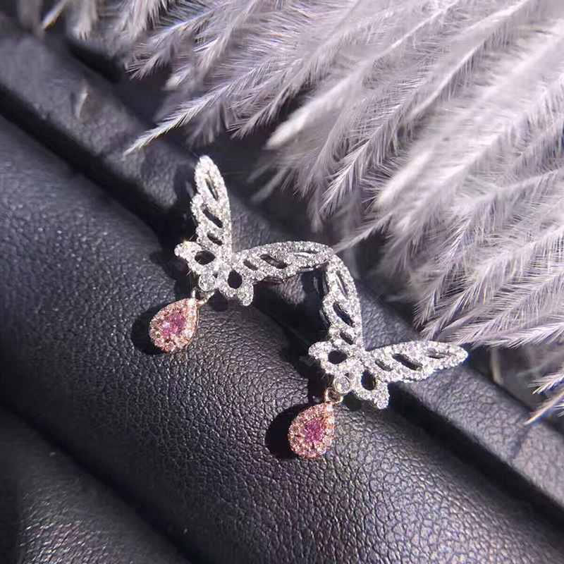Angel Wings lab Diamond cz Dangle Earring 925 Sterling silver Jewelry Fine Party Wedding Drop Earrings for Women Bridal