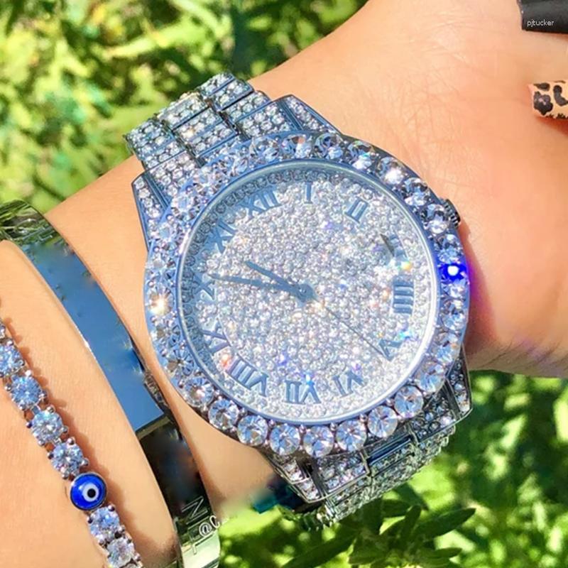 Wristwatches 2023 Women Watch Bling Crystal Full Steel Casual Ladies Watches Female Quartz Diamond Wristwatch For Girl's Clock