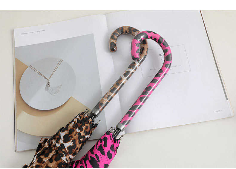 Leopard Print Women's Automatic Umbrella Male Rain Sun Protection Three Folding Umbrella Parasol Parapluie For Outdoor Travel L230626
