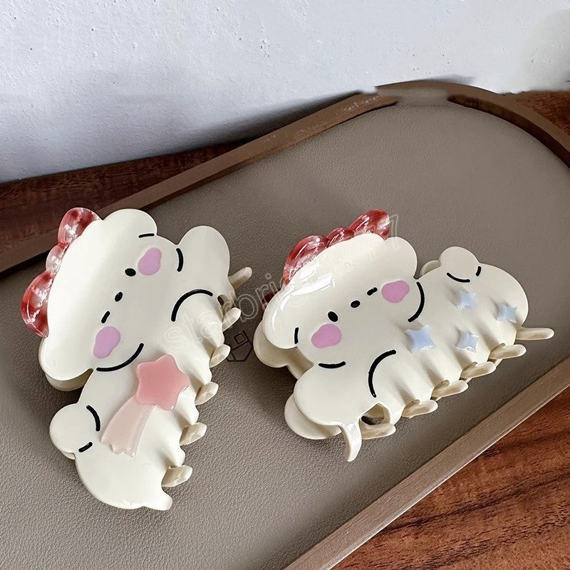 Cute Bowknot Dog Animal Acetate Hair Claw for Women Girls Crab Hair Clip Personality Barrettes Hair Accessories