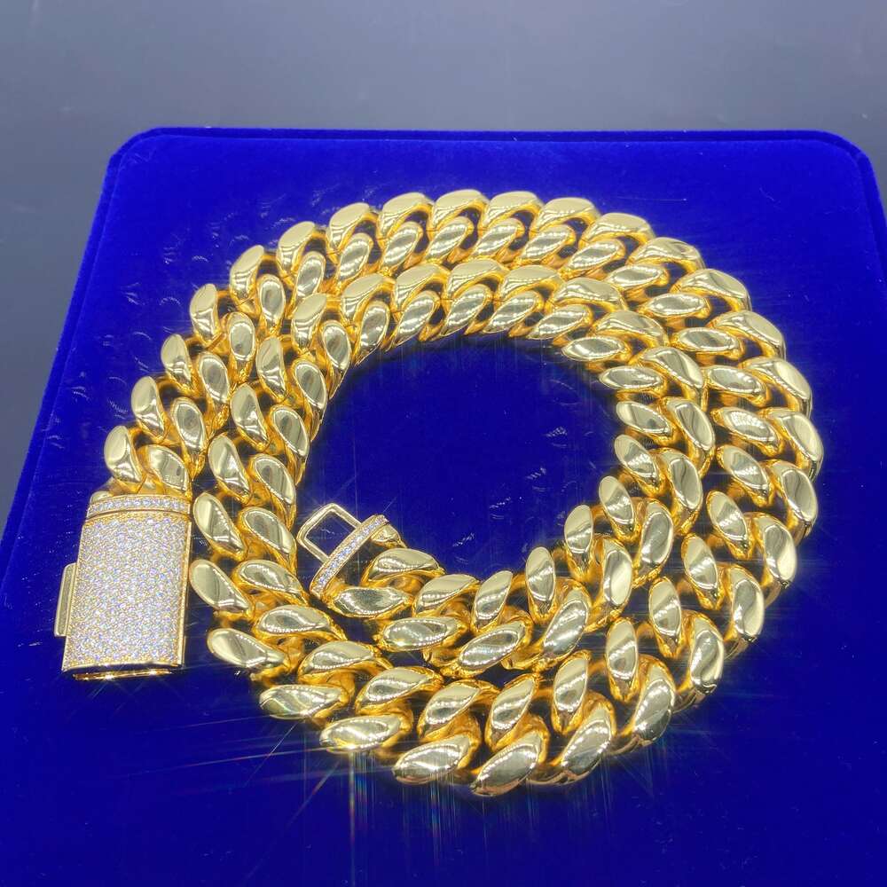 Iced Out VVS Moissanite Dia Custom Cuban Chain Necklace Stainless Steel Jewelry - 8mm 10mm 12mm 14mm Width