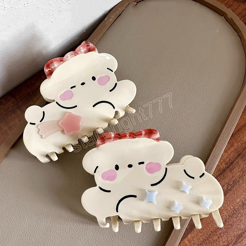 Cute Bowknot Dog Animal Acetate Hair Claw for Women Girls Crab Hair Clip Personality Barrettes Hair Accessories