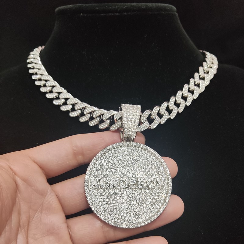 Charms Men Women Hip Hop KONDE BOY Letters Pendant Necklace Cuban Chain HipHop Iced Out Bling Necklaces Fashion Charm Jewelry 230915