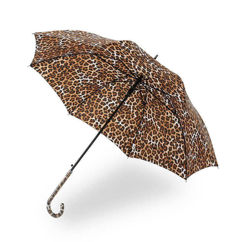 Leopard Print Women's Automatic Umbrella Male Rain Sun Protection Three Folding Umbrella Parasol Parapluie For Outdoor Travel L230626