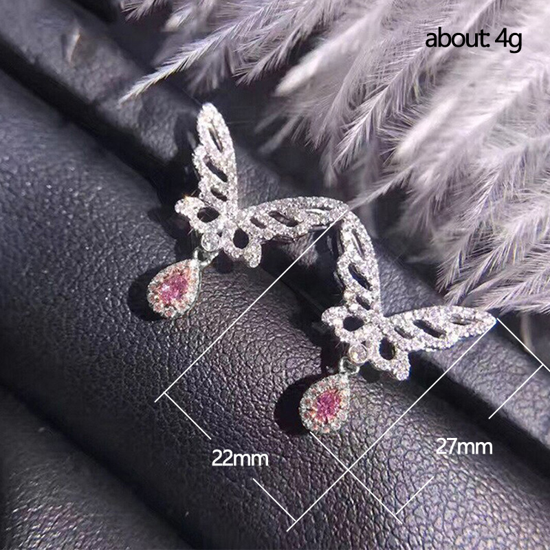 Angel Wings lab Diamond cz Dangle Earring 925 Sterling silver Jewelry Fine Party Wedding Drop Earrings for Women Bridal