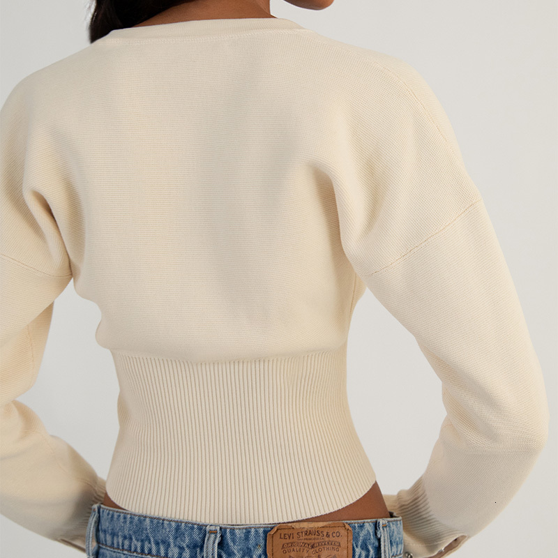 Women s T Shirt Women Ribbed Knit Cardigan T shirt Long Sleeve O neck Slim Fit Button Crop Top 2023 Fashion Female Clothes Trendy Streetwear 230915