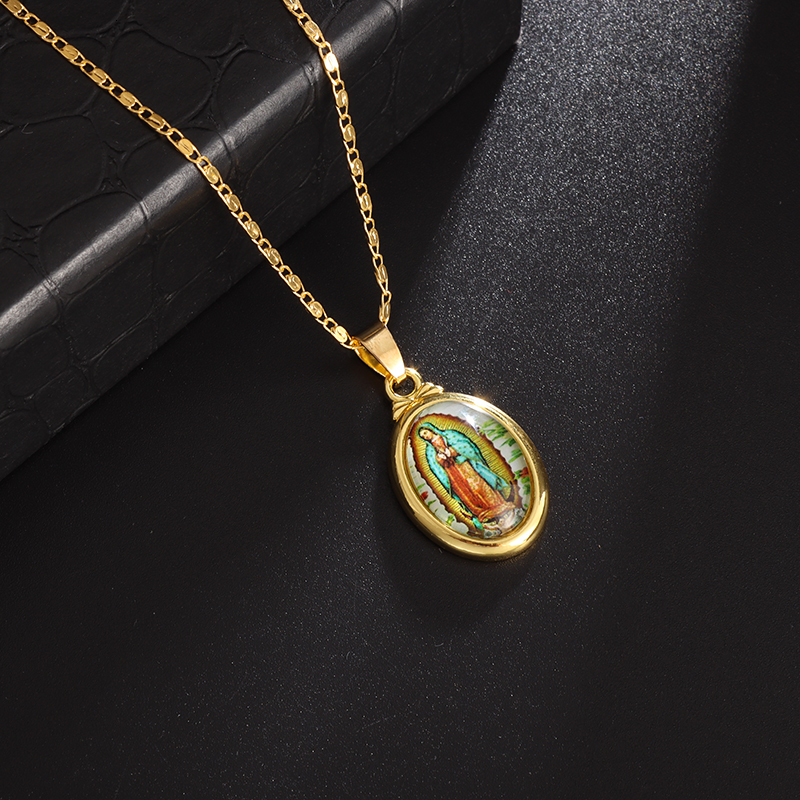 Charms Woman Religious Vintage Style Guadalupe Catholic Church Virgin Mary Amulet Pendant Necklace Ornament 230915