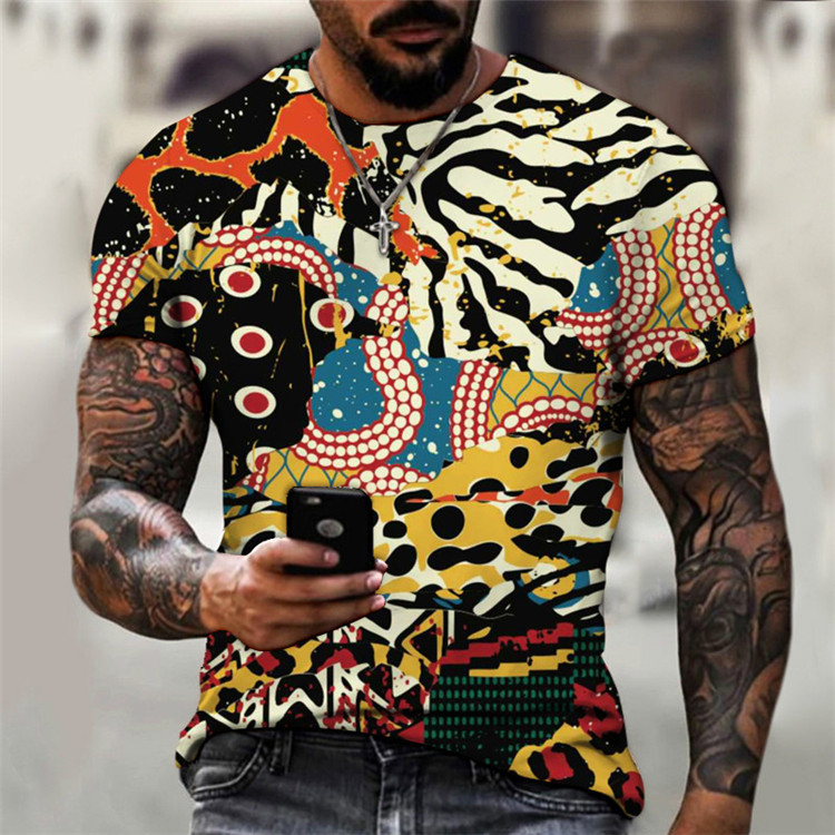 DIY T-Shirt 834 European and American Foreign Trade Summer European and American Watercolor Painting Round Neck T-shirt 3D Digital Printing