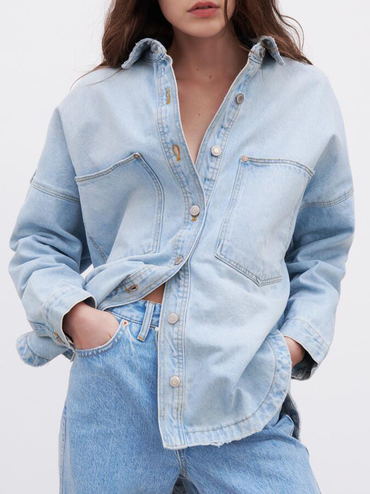 Womens Jackets Women Spring Autumn British Style Wear Retro Old Korean Casual Loose Pocket Denim Shirt Jacket Coat 230915
