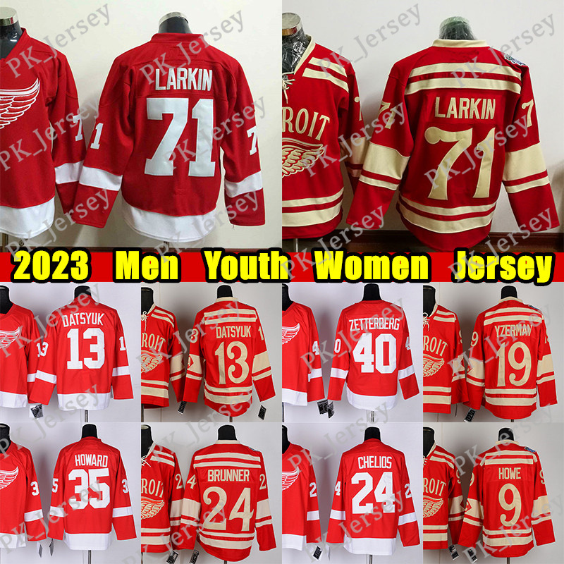 #71 Dylan Larkin 2014 Winter Classic hockey jersey #93 Alex DeBrincat Moritz Seider David Perron Gordie Howe Steve Yzerman Christian Fischer Lucas Raymond jerseys