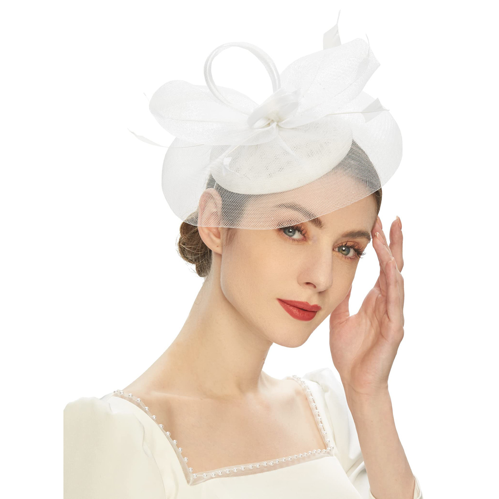 Women's Fascinator Hat With Feather Mesh Kentucky Hat Feather Fascinator Tea Party Hats for Cocktail Wedding