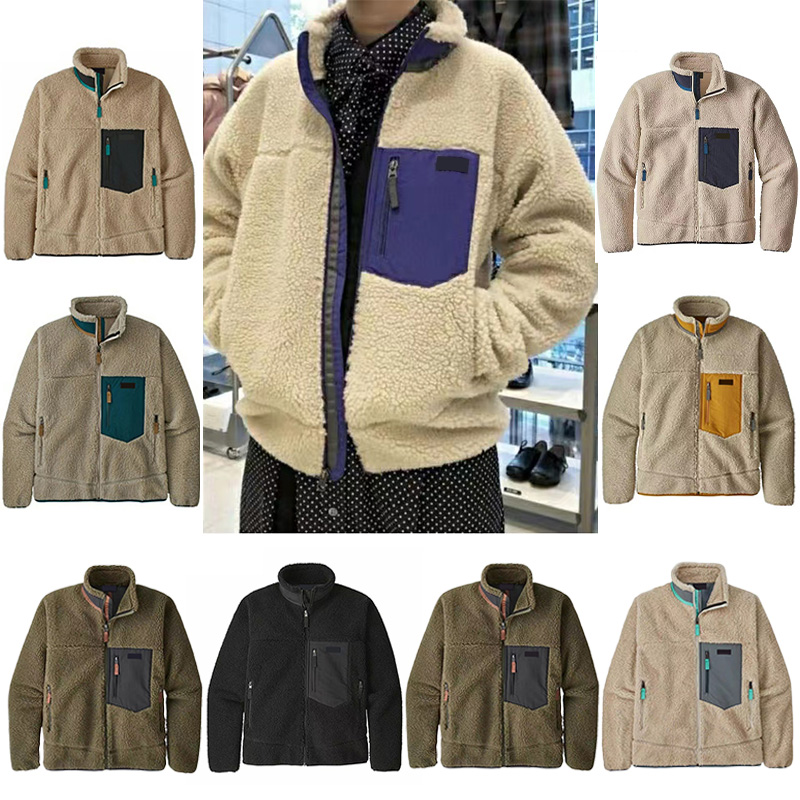 Patagonialy Men Designer jacket hooded sweatshirts Fleece Classic Retro zipper Thick Warm Down Models Lamb Cashmere Stand Collar Couple Winter loose casual Coat