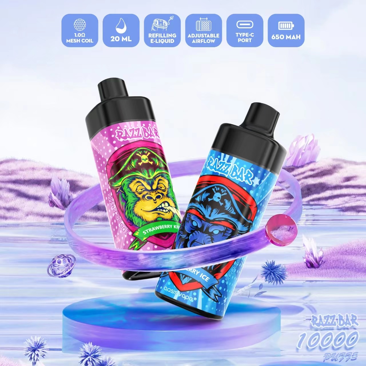 Disposable vape RAZZ BAR 10000 Puffs rechargeable Disposable Vape Pen cigarette Vape Device 16 flavors 650mah Battery 20ml Cartridge Starter Kit eu warehouse
