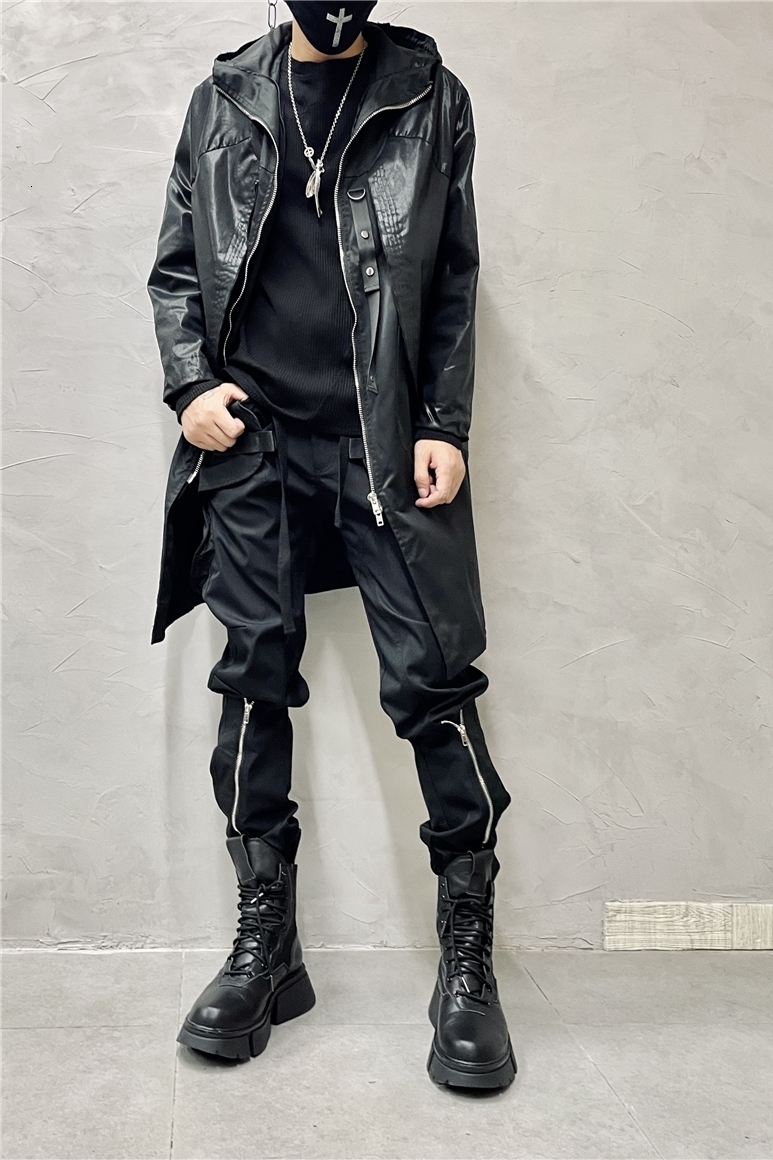 Men s Trench Coats Owen Seak Men Parker Jackets Gothic Style Clothing Autumn Winter Dust Windbreaker Black Size XL 230915