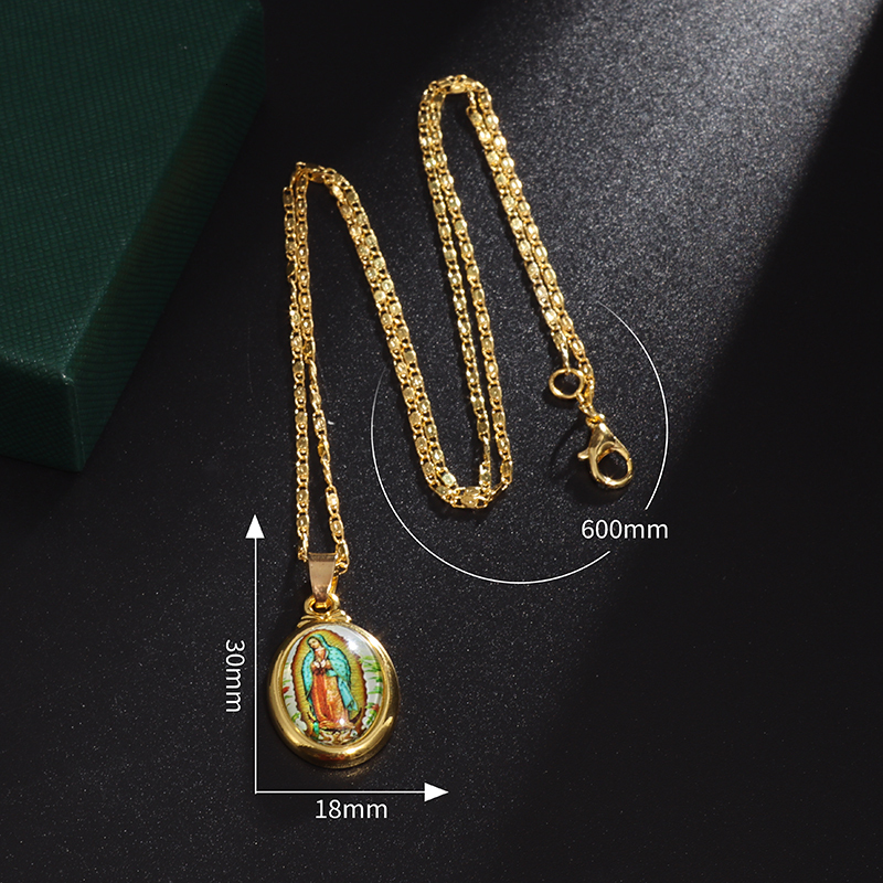 Charms Woman Religious Vintage Style Guadalupe Catholic Church Virgin Mary Amulet Pendant Necklace Ornament 230915