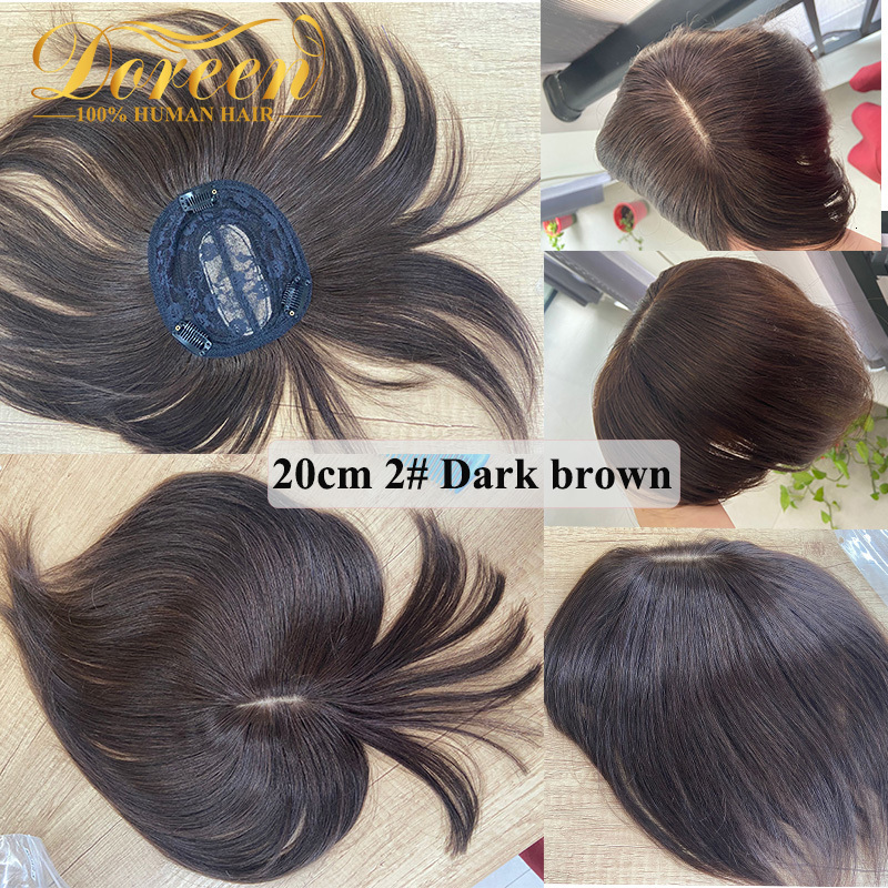 Hair pieces Doreen13*13cm 10" 12" 16" Topper Hair Piece with Bangs 100% Real Remy Human Hair Topper for Women with Thin Hair Natural Br