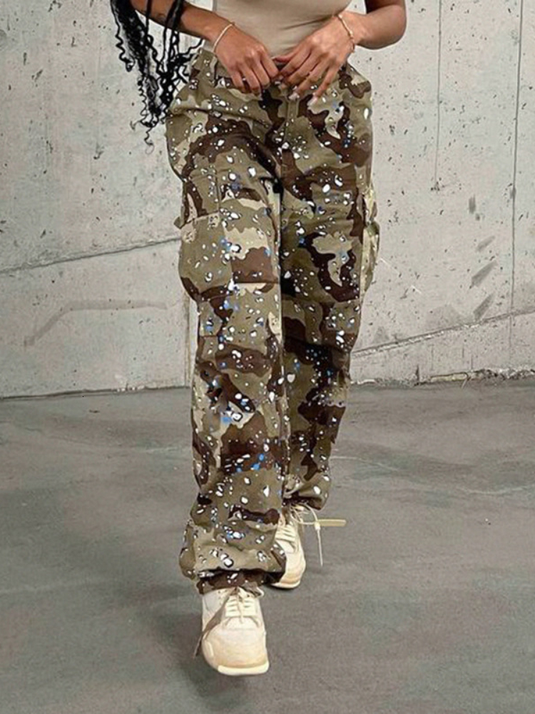 Women's Pants s 2023 Fashion Streetwear Camouflage full Loose Casual Straight HIP POP Y2k Sexy Pockets pants For Women 230914