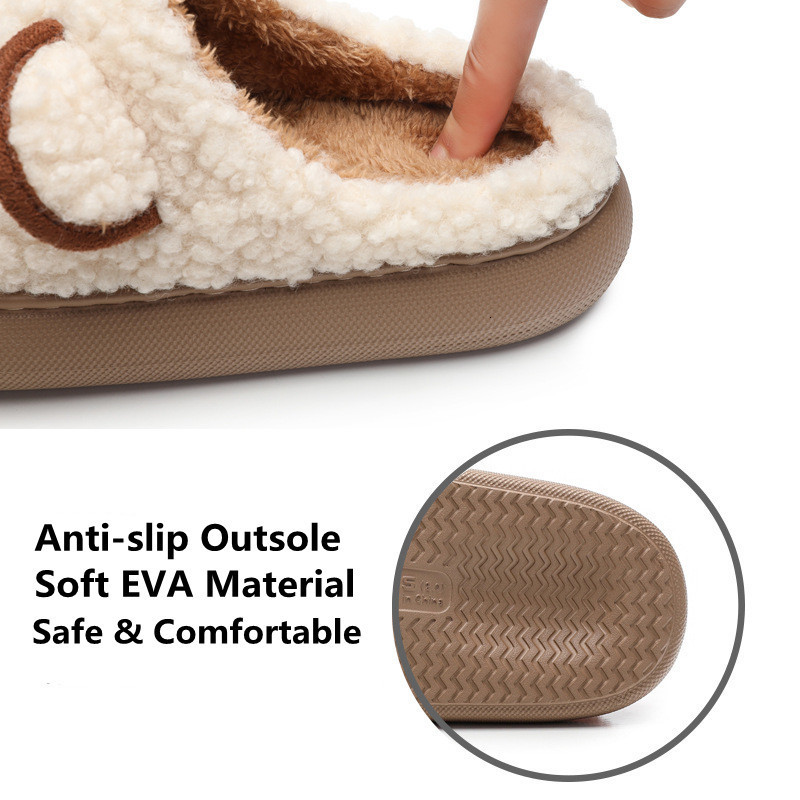 Slippers Women Warm Fluffy Thick Sole Home Lover Winter Shoes Cute Cartoon Ear Soft Plush Platform Female Male Indoor Slipper 230915