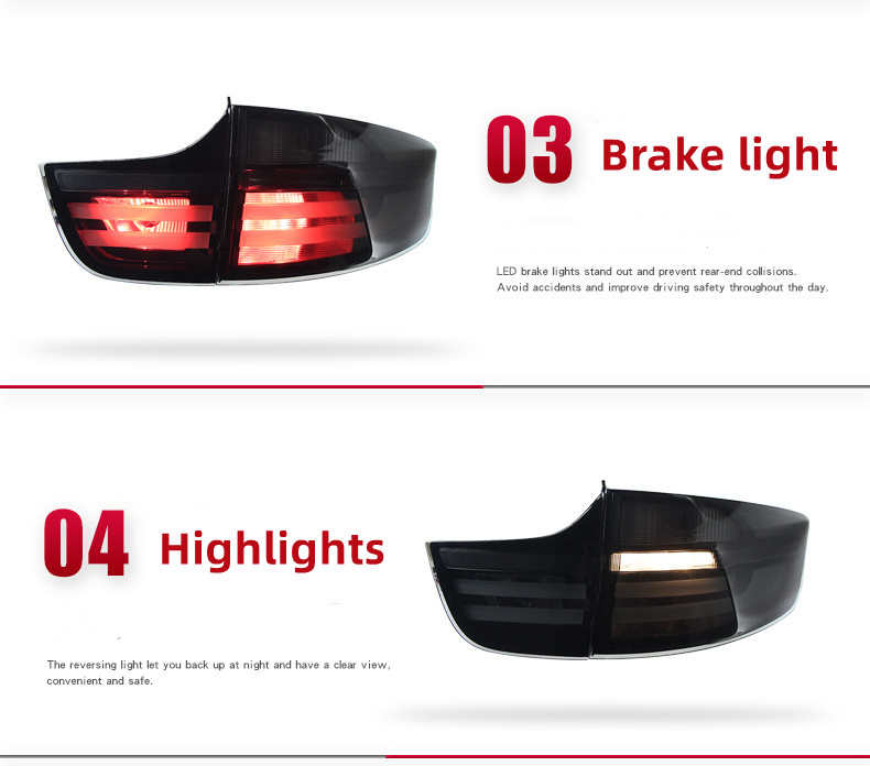 Car Modified Taillights for BMW X6 2008-2014 Taillight Assembly E71 Highlight Brake Light Street Light Turn Signal Reverse Lamp