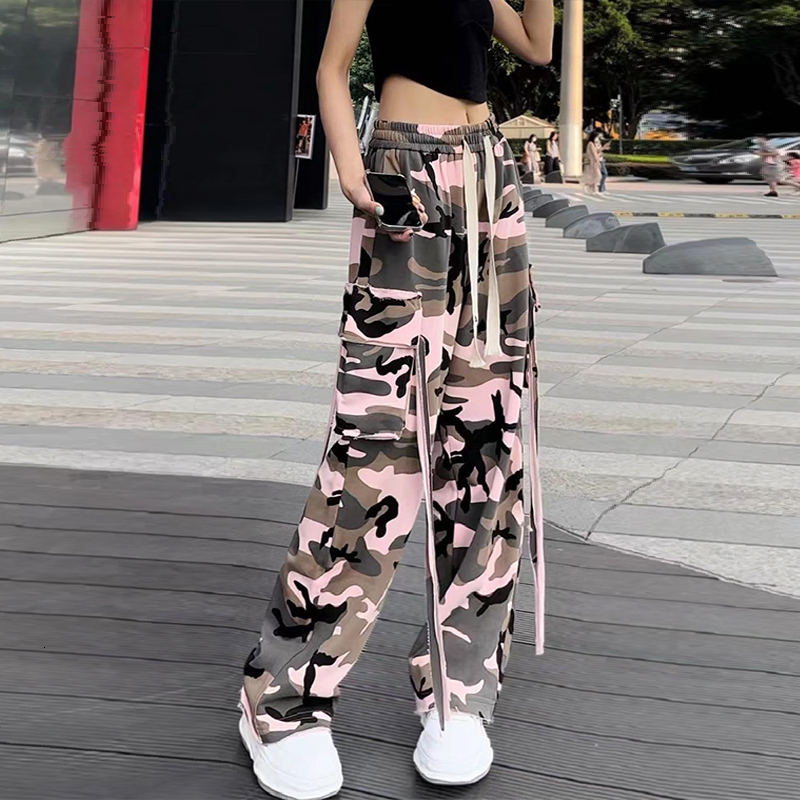 Women's Pants s Camouflage Cargo Female Spring and Autumn American Retro Hip Hop Pant High Street Casual Wideleg Trousers Harajuku 230914