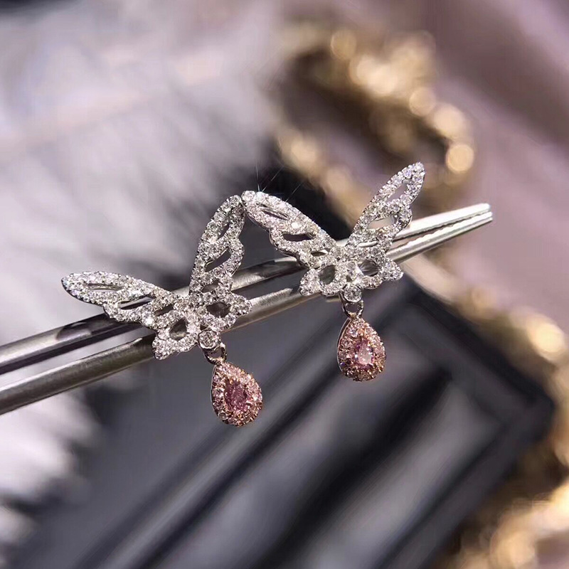 Angel Wings lab Diamond cz Dangle Earring 925 Sterling silver Jewelry Fine Party Wedding Drop Earrings for Women Bridal