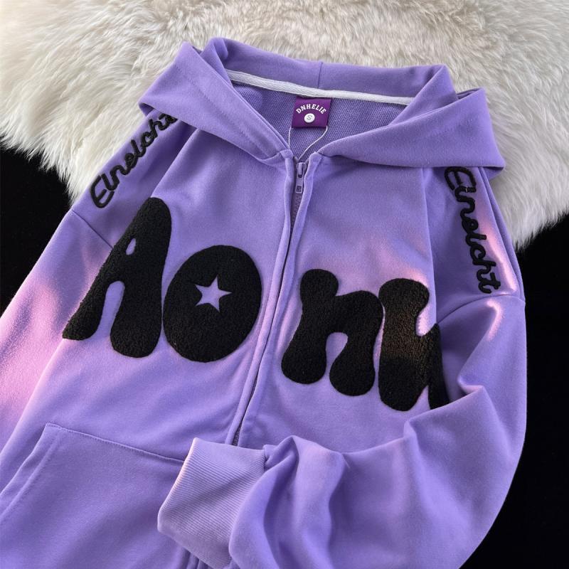 Men's Hoodies Sweatshirts Y2K Vintage Embroidered Hoodies Women Harajuku Hooded Zipper Sweatshirts Hip Hop Patchwork Long Sleeve Jacket Coats Str