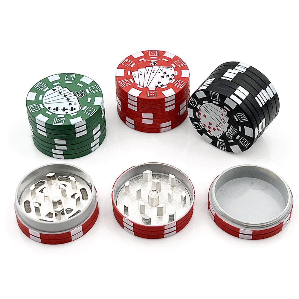 Poker Chip Tobacco Grinder 3 Layer Style Spice Cutter 40mm Herb Cutter Smoking Accessories Gadget Tool
