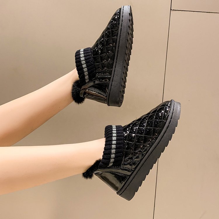 Boots Warm Winter Snow Furry Turnedover Edge Gingham Shoes for Women Female Lining Booties Botas De Mujer 230915