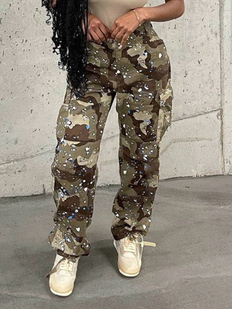 Women's Pants s 2023 Fashion Streetwear Camouflage full Loose Casual Straight HIP POP Y2k Sexy Pockets pants For Women 230914