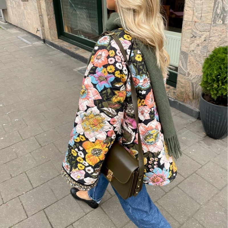 Womens Jackets Fall Winter Lady Elegant Outwear Coats Vintage Flower Printed Loose Coat for Women Thick Warm Long Sleeve Cotton Jacket 230915