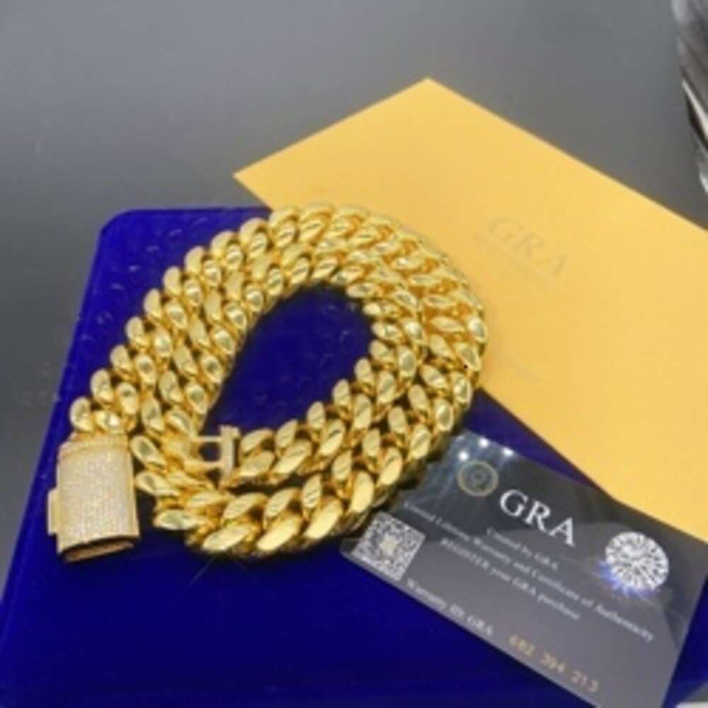 Iced Out VVS Moissanite Dia Custom Cuban Chain Necklace Stainless Steel Jewelry - 8mm 10mm 12mm 14mm Width