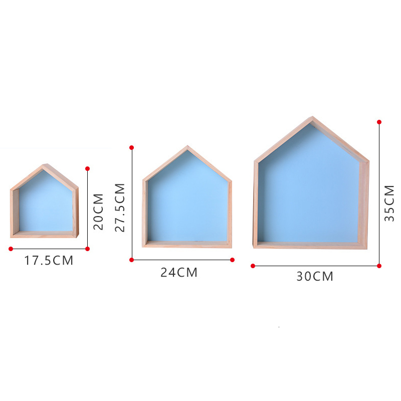 Boxes Storage# Childrens Room Decorations Wooden Hexagon Shelf Nordic House Shaped Wall Mounted Shelves Wall Racks Kids Bedroom Home Decor 230915