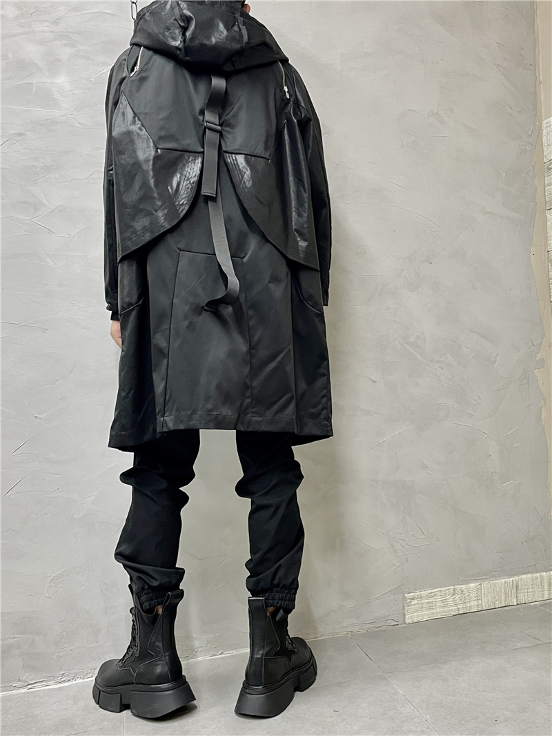 Men s Trench Coats Owen Seak Men Parker Jackets Gothic Style Clothing Autumn Winter Dust Windbreaker Black Size XL 230915