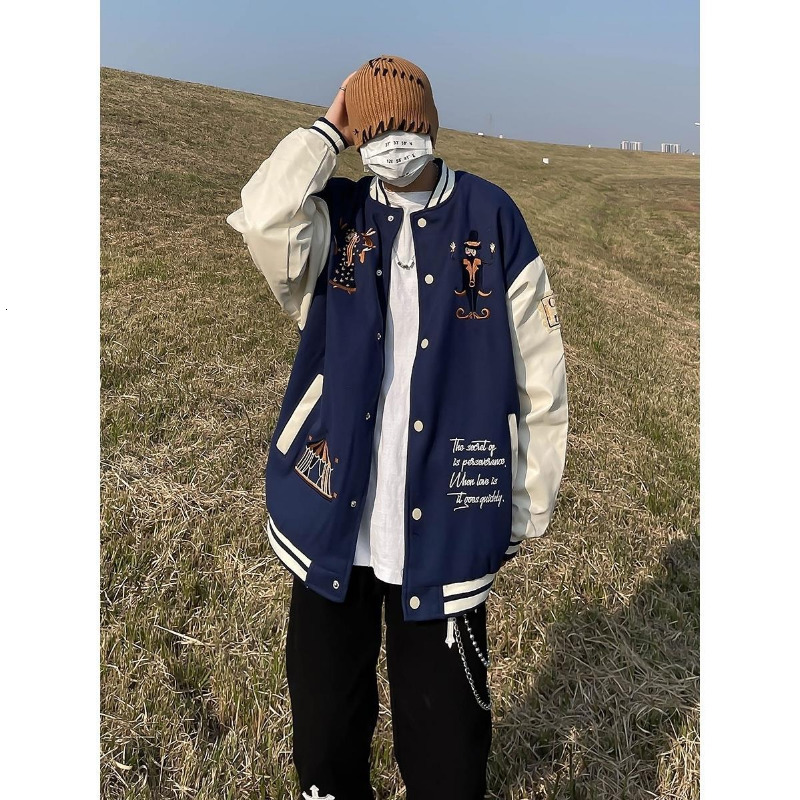 Womens Jackets Y2k Clothes Women American Red Embroidered Woolen Baseball Uniform For Men And Street Casual Loose Coat Couple 230915