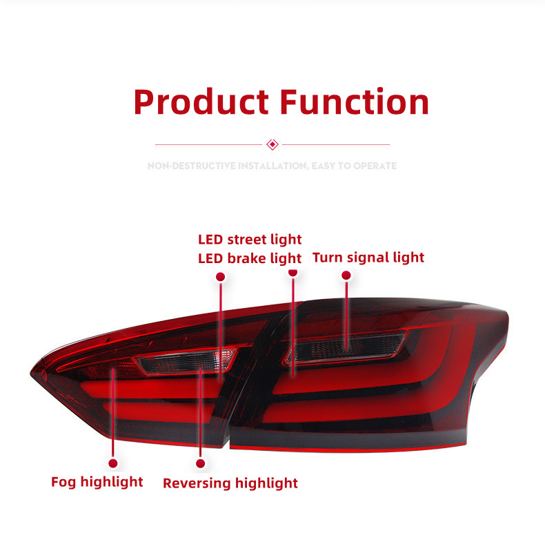 Car Styling Taillight For Ford Focus Sedan 2012-2014 Modified LED Light Guide Running Lights Brake Turn Signal Lights