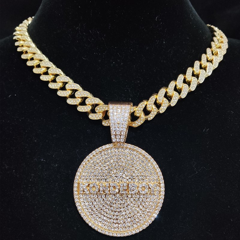 Charms Men Women Hip Hop KONDE BOY Letters Pendant Necklace Cuban Chain HipHop Iced Out Bling Necklaces Fashion Charm Jewelry 230915